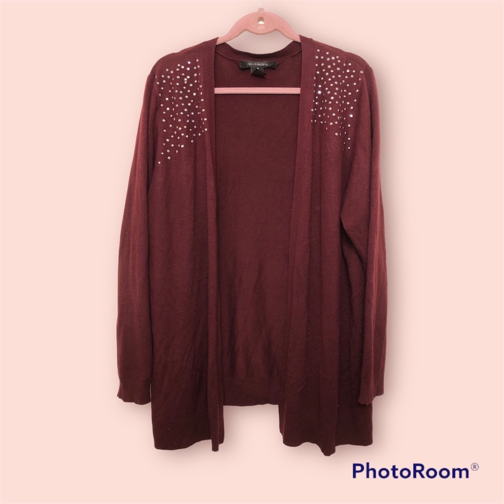 Maroon studded rhinestone cardigan
